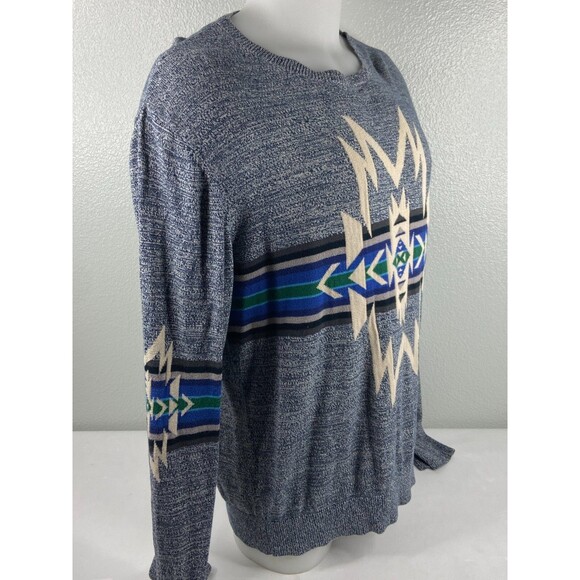 On The Byas Unisex Large Gray Sweater Aztec Southwestern Geometric Lightweight - Picture 3 of 6